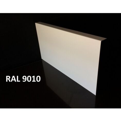 Bande de Rive Aluminium Blanc Pur RAL 9010 Brillant (1 pli, retour 25 mm, ep 1.5mm) Hauteur : 60 mm