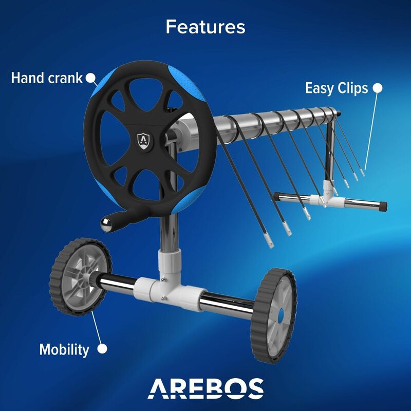 AREBOS Pool Reel System for Pool Covers Cover Retractor Tarpaulin