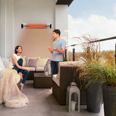 AREBOS infrared radiant heater 2000 W  with remote control  2 heat settings  60° inclination incl. mounting material  radiant heater patio heater patio heater ceiling heater  silver