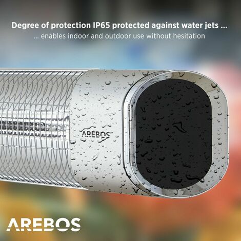 AREBOS infrared radiant heater 2000 W  with remote control  2 heat settings  60° inclination incl. mounting material  radiant heater patio heater patio heater ceiling heater  silver