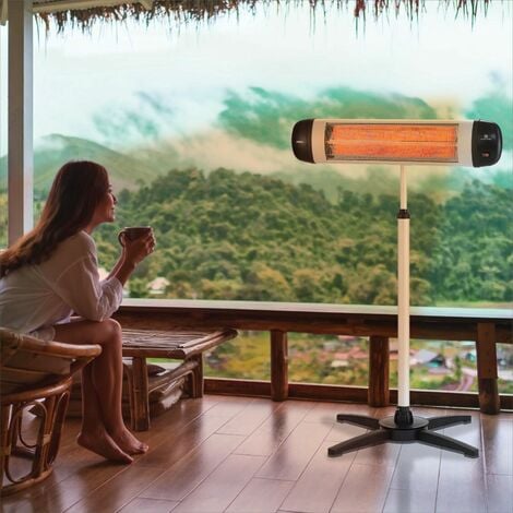 AREBOS Infrared Radiant Heater Heat Mushroom Terrace Radiant Heater Tripod Base Silver