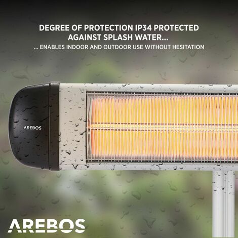 AREBOS Infrared Radiant Heater Heat Mushroom Terrace Radiant Heater Tripod Base Silver