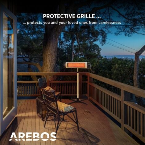 AREBOS Infrared Radiant Heater Heat Mushroom Terrace Radiant Heater Tripod Base Silver