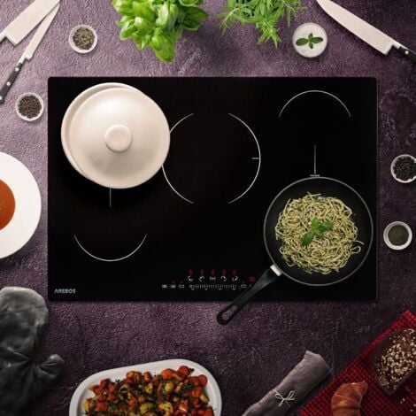 AREBOS induction hob 9800 W 5 hobs with 2 flex zones 77 cm self ...