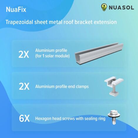NuaSol Photovoltaic Trapezoidal Sheet Metal Roof Mounting Set Mounting Bracket For 1 Module T Profile 40cm
