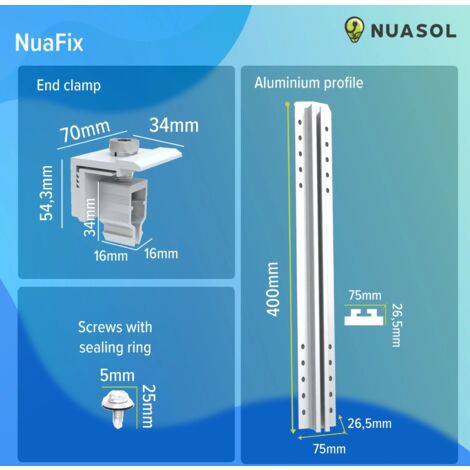 NuaSol Photovoltaic Trapezoidal Sheet Metal Roof Mounting Set Mounting, Bracket For 2 Modules T-profile 40cm - View #8