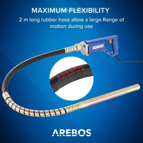 AREBOS Concrete vibrator 800 W, 2 m - vibrator bottle hand vibrator internal vibrator bottle vibrator