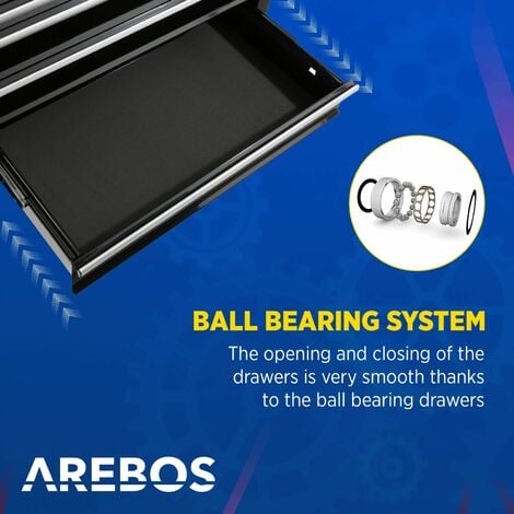 AREBOS  Tool Trolley 5 Drawers Mobile Workshop Trolley Black