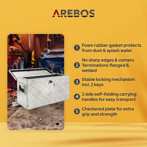 AREBOS Truckbox Toolbox Drawbar Box Transport Box Alubox Alu Suitcase
