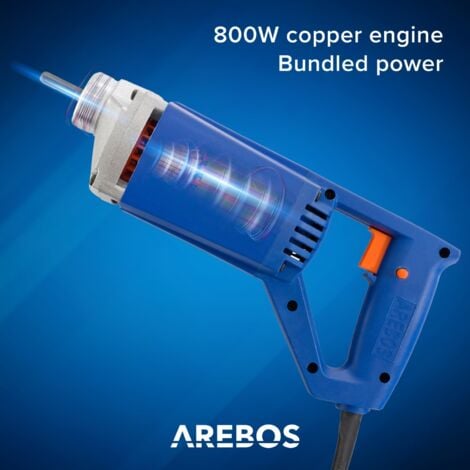 AREBOS concrete vibrator  800W  internal vibrator  hand vibrator  vibrating bottle  bottle vibrator  1.5 m cable  electric  flexible shaft  continuous operation