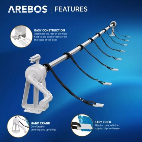 AREBOS Pool Retractor for Solar Foil Pool Cover Retractor Tarpaulin 1-6 m