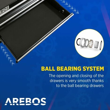 AREBOS Workshop Trolley Tool Trolley 4 Drawers + Large Compartment black