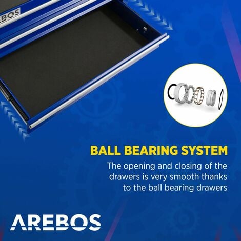 AREBOS Workshop Trolley Tool Trolley Roller Trolley 4 Drawers + Large Compartment Blue