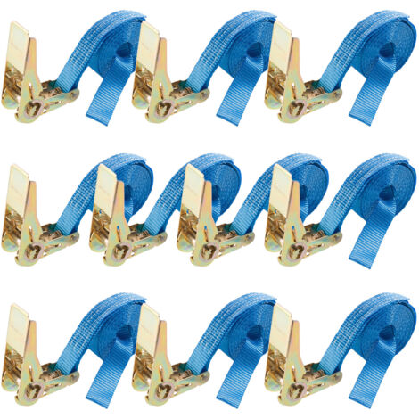 AREBOS 10 x Rachet Tie Down Straps CargoTrailer Tie Down Straps 4m x 25mm 800daN 1pc