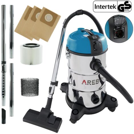 AREBOS Industrial Vacuum Cleaner 1300W Wet & Dry Vacuum Cleaner Multi-Purpose Vacuum Cleaner Water Vacuum Cleaner Workshop Vacuum Cleaner with and without Bag 30 L Container Blue