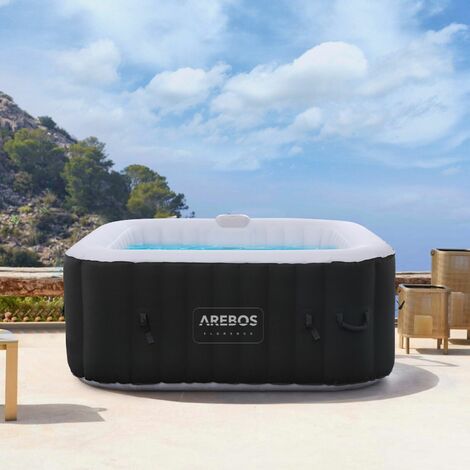 AREBOS Whirlpool Spa Pool Wellness Heating Massage Inflatable In-Outdoor Square 550L