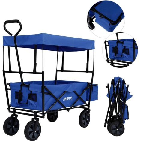 AREBOS Bollard Trolley Foldable Roof Hand Trolley Transport Cart Equipment Cart Blue