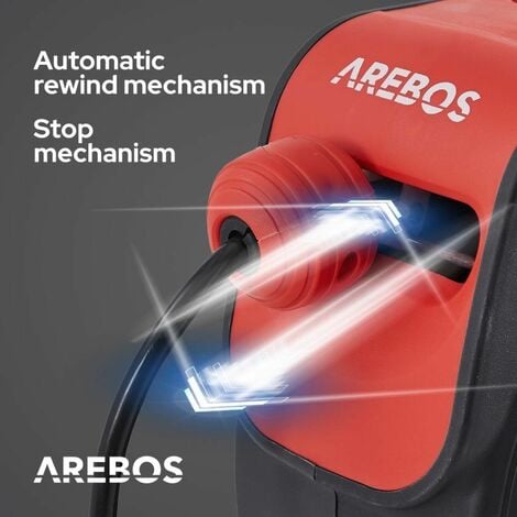AREBOS Automatic Retractable Cable Reel System Cable Drum Cable Reels 10 m  Black
