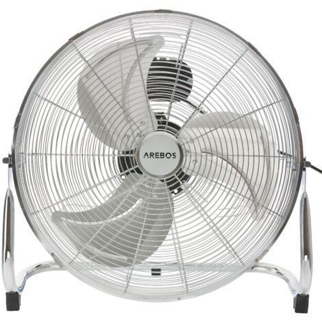 AREBOS  floor fan 46 cm  wind machine retro style  fan  3 speed levels  high air flow rate  100 ° adjustable tilt angle  chrome