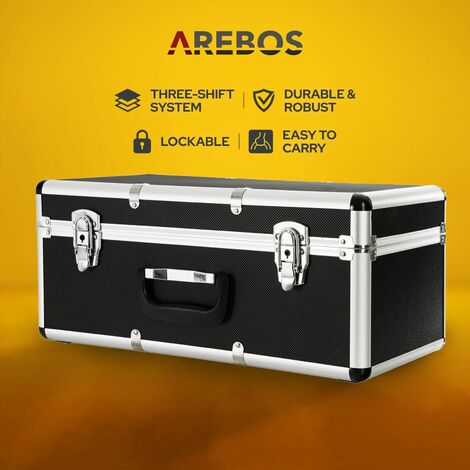AREBOS Set of 3 Portable Transport Case Aluminium Case Tool Case Transport Box