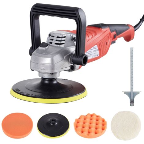 AREBOS eccentric car polisher car paint sander 2100W 3300 oscillations/minute 4 different attachments large polishing pad adjustable speed levels Incl. accessories