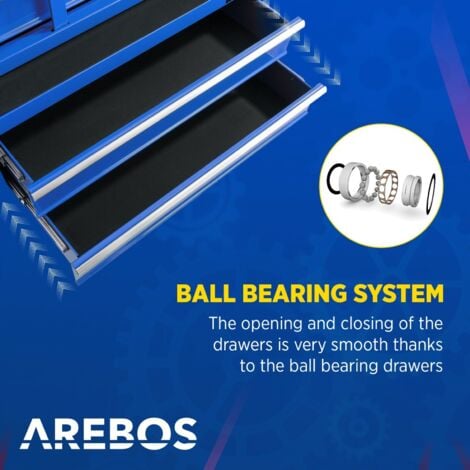 AREBOS Tool trolley Toolbox trolley 7 drawers with ball bearings Blue - Blue