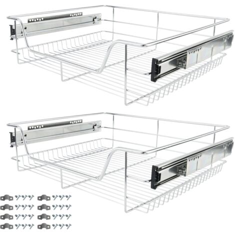 AREBOS Telescopic Drawer 2 x 60 cm - silver