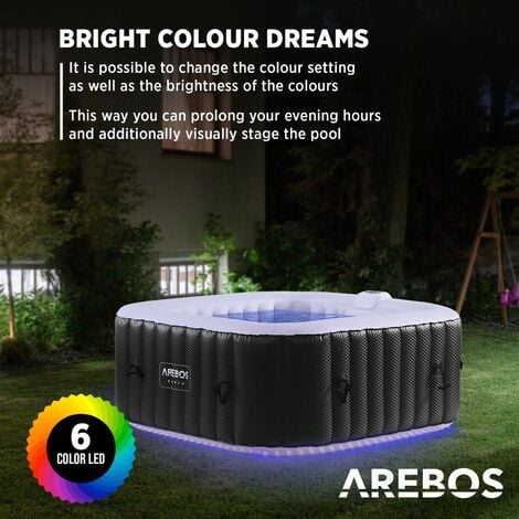 AREBOS Whirlpool  Indoor & Outdoor  154 x 154 cm  LED lighting  with heating