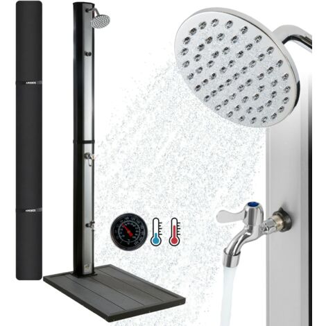 AREBOS 35 L Solar Shower with Ground Element Garden Shower Pool Shower Camping Shower incl. Cover - Anthracite