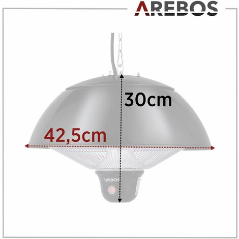 AREBOS radiant ceiling heater W remote control Black
