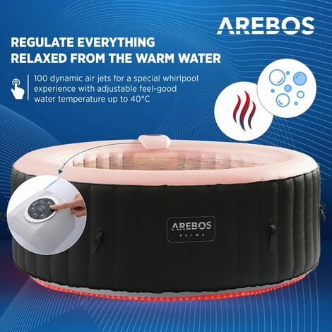 AREBOS In-Outdoor Whirlpool Spa Pool Wellness Massage Inflatable Round with LED