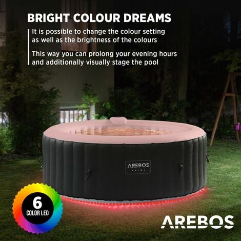 AREBOS In-Outdoor Whirlpool Spa Pool Wellness Massage Inflatable Round with LED