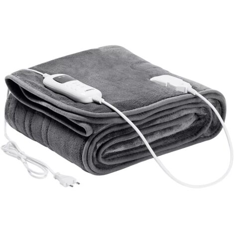 AREBOS Electric Heating Blanket 200x180cm Warming Blanket Washable Cuddly Blanket Grey