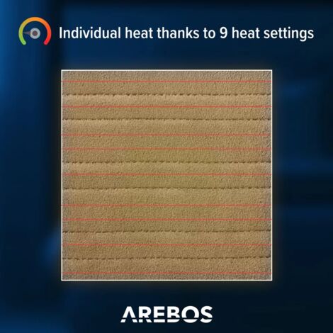 AREBOS Electric Heating Blanket 200x180cm Warming Blanket Washable Cuddly Blanket Grey