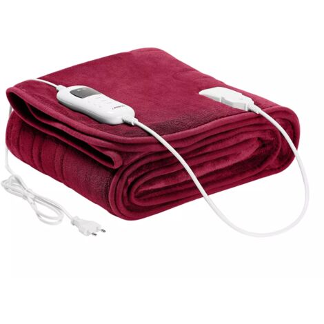 AREBOS Electric Heating Blanket 160x120cm Warming Blanket Washable Snuggle Blanket Bordeaux