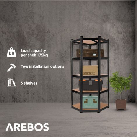 Floordirekt Heavy Duty Shelf, Plug-In Shelf, Basement Shelf, Workbench, Load Capacity: 1250 Kg, Quick Assembly (Charcoal Grey, 180 X 120 X 60 Cm