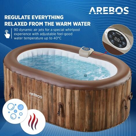 AREBOS In-Outdoor Whirlpool 2400W Spa Pool Wellness Massage Oval 190x120 cm