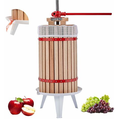 AREBOS Fruit Press 30L  Manual Juicer I Berry press incl. press cloth, pressure plate and metal spindle I For all kinds of juice & vegetables
