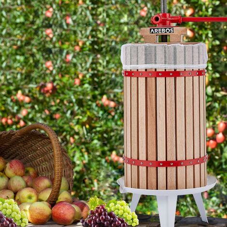 AREBOS Fruit Press 30L  Manual Juicer I Berry press incl. press cloth, pressure plate and metal spindle I For all kinds of juice & vegetables