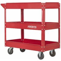 AREBOS Tool Trolley 3 Level Mobile Workshop Trolley Cart Storage Shelf on Wheels