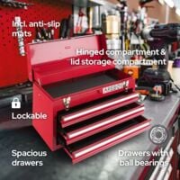 AREBOS Tool Box 3 Drawers Tool Case Tool Chest Tool Kit Red - Red