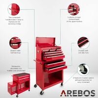 AREBOS Workshop Trolley Tool Trolley with 9 drawers Red - Red