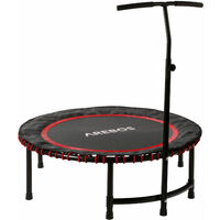 AREBOS Fitness Trampoline Mini Trampoline with Handle Training Indoor Outdoor Jumper - Red
