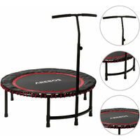 AREBOS Fitness Trampoline Mini Trampoline with Handle Training Indoor Outdoor Jumper - Red