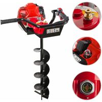 AREBOS Earth auger with oil level glass and vent valve Hole Digger Soil drill - Red