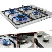 AREBOS Gas stove 4 flames Stainless steel Incl. grates & safety pilot Self-sufficient Suitable for natural gas and propane gas Gas hob Gas cooker