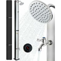 AREBOS Solar Shower Garden Shower Pool Shower Outdoor Shower + Thermometer 40 L - Silver / Black