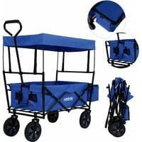 AREBOS Bollard Trolley Foldable Roof Hand Trolley Transport Cart Equipment Cart Blue - Blue