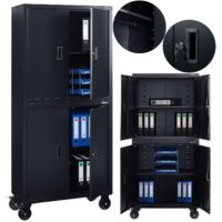 AREBOS Filing cabinet Office cabinet Storage cabinet 180x90x40cm+2shelves+ rolls black