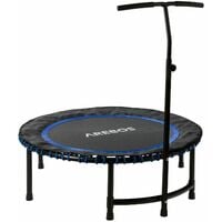 AREBOS Fitness trampoline Mini trampoline Trampoline with handlebar round Blue - Blue